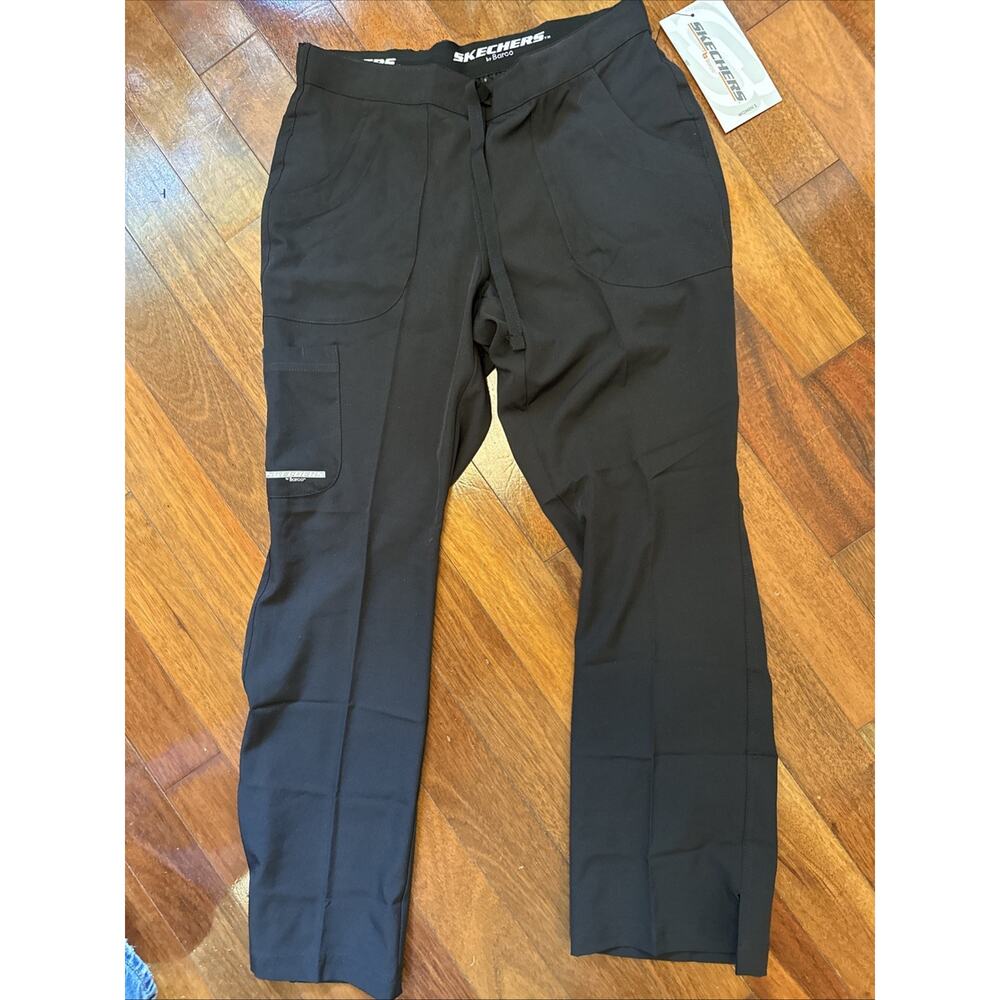 Skechers By Barco Reliance Cargo Scrubs Pants Womens Sm Petite Black Drawstring